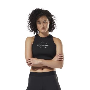 Reebok LES MILLS BODYCOMBAT Crop Muskelshirt Damen - Schwarz - DE 098-IEJ